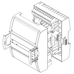 A hardware device: the electronics module and the terminal base