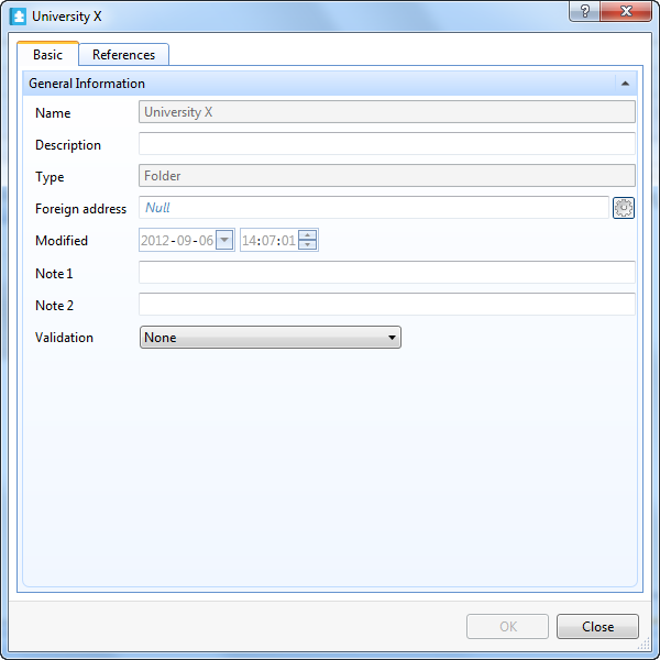 General Information properties – basic tab
