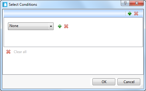 Select conditions dialog box with the common properties for all object types. 
