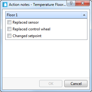 An Action notes dialog box
