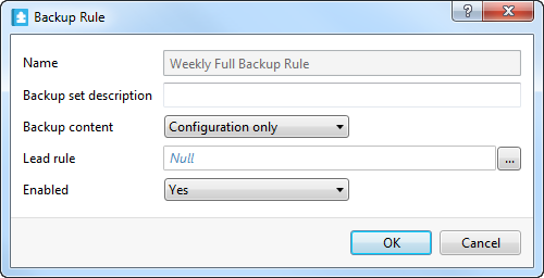 Backup Rule dialog box
