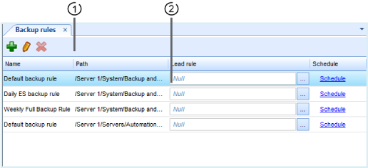 Backup rules view
