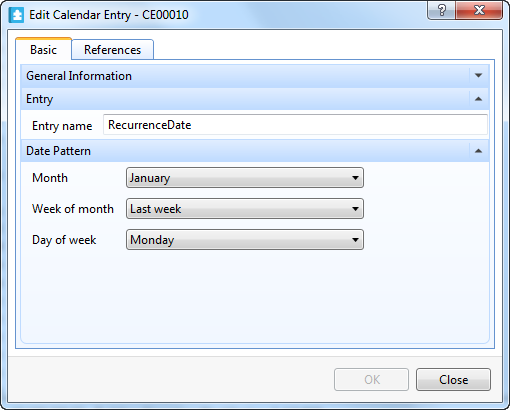 Edit Calendar Entry dialog box - calculated date
