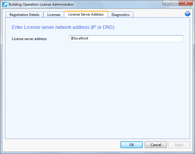 License Server address view
