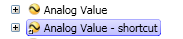 Example of a shortcut to an analog value 
