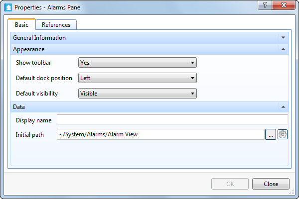 Pane properties
