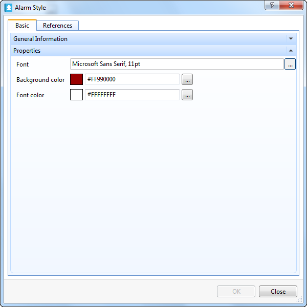 Alarm Style properties
