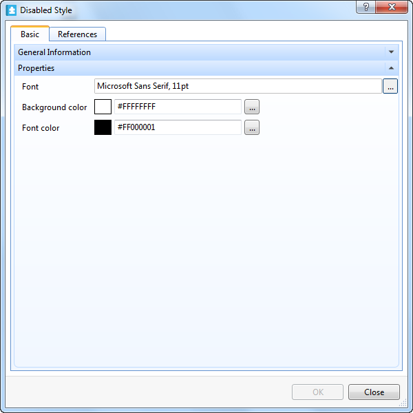 Disabled Style properties
