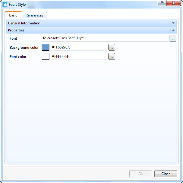 Fault Style properties

