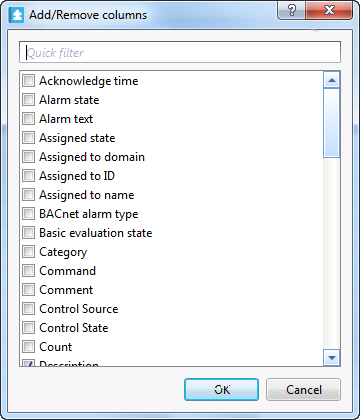 Add/Remove Columns Dialog Box