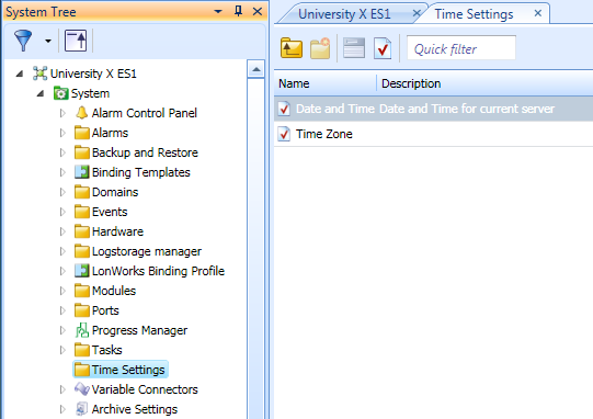 The Date and Time object is found in the server System, Time Settings folder.