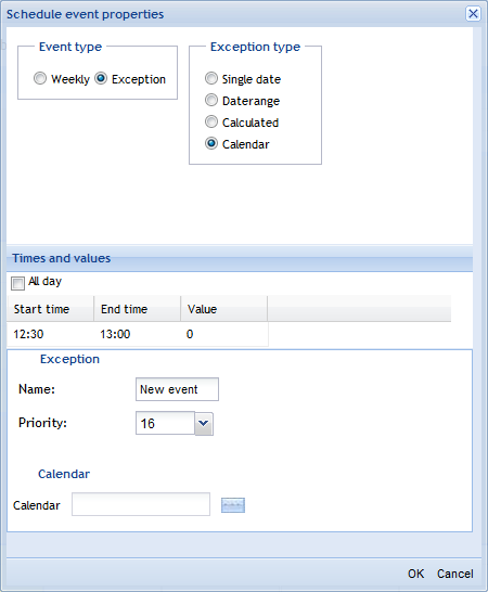 Schedule event properties dialog box – Calendar reference view
