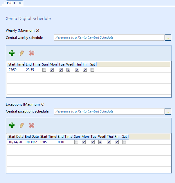Xenta Schedule editor
