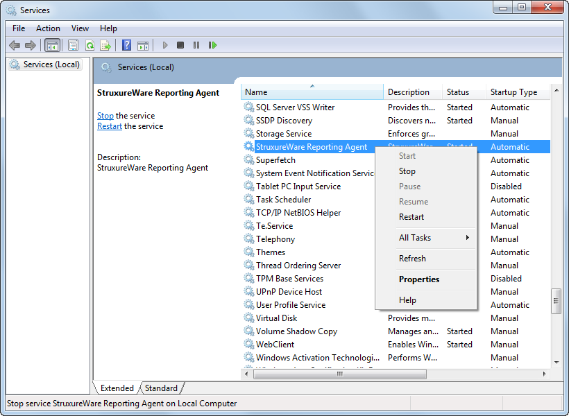 Stopping the Reporting Agent Windows Service