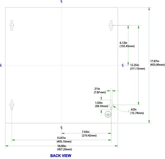 UNM-SCH1818110RC Enclosure - Mounting Dimensions
