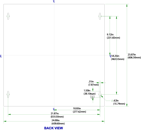 UNM-SCH242410RC Enclosure - Mounting Dimensions
