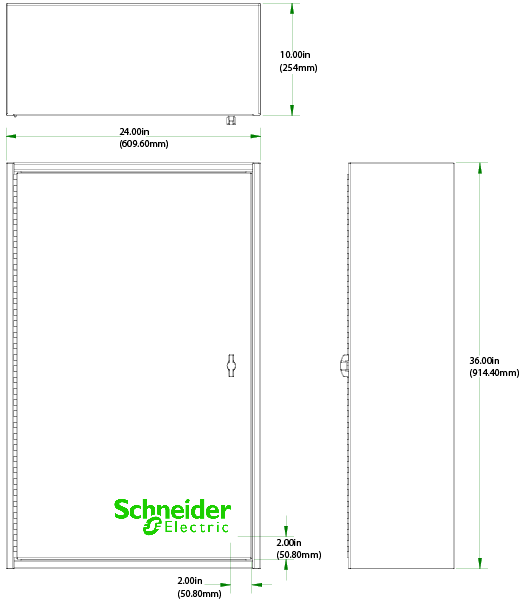 UNM-SCH243610RC Enclosure - Physical Dimensions
