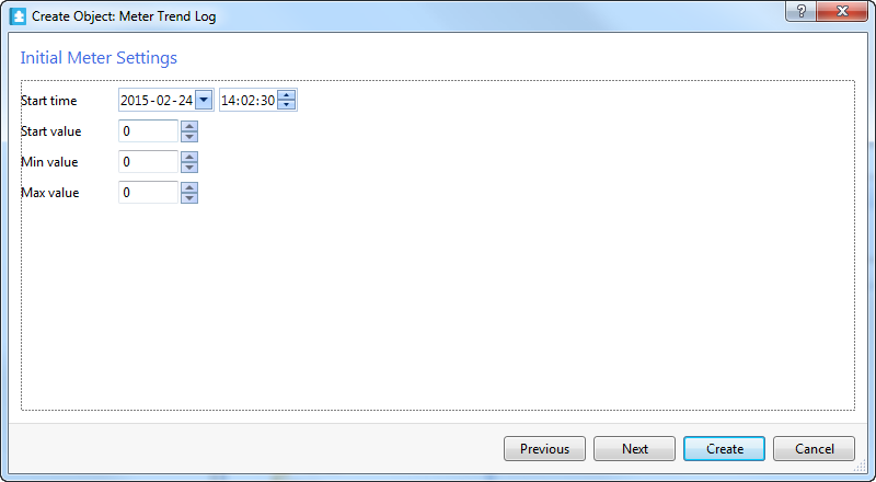 Initial meter settings page
