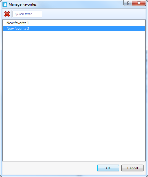 Manage Favorites dialog box
