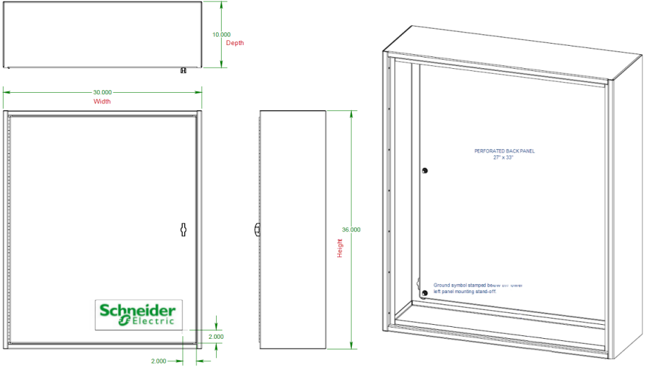 Model UNM-SCH303610RC (Typical Construction for Sizes => UNM-SCH181810RC)
