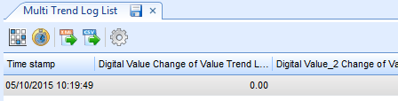 Multi Trend Log List toolbar
