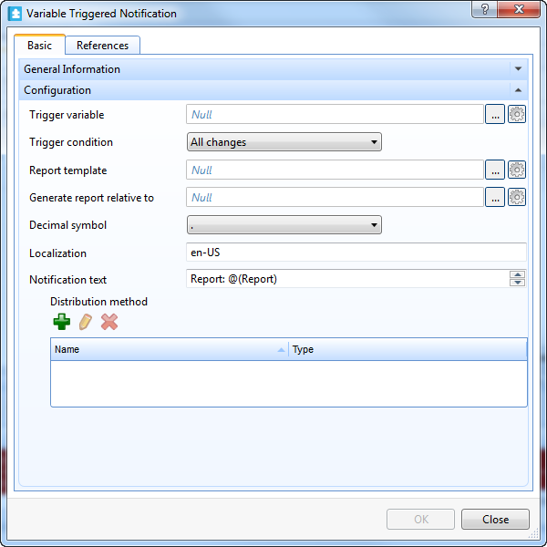 Variable triggered notification properties
