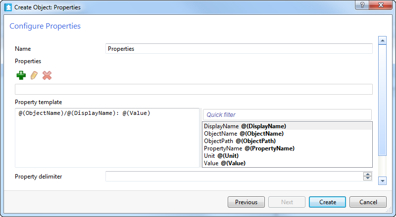 Configure Properties page
