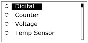 Universal input/output configuration screen
