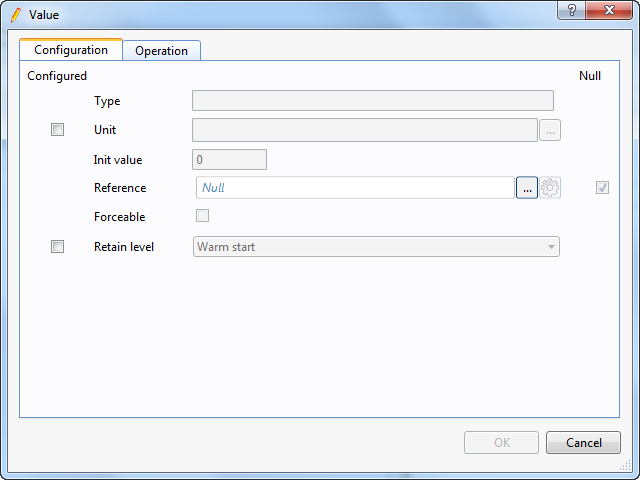 Using the Configure dialog box and the Configuration tab you can change or set units for values.
