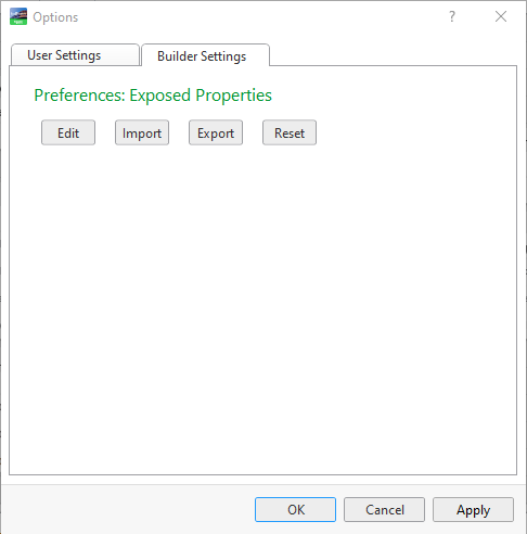 Options dialog box - Builder Settings
