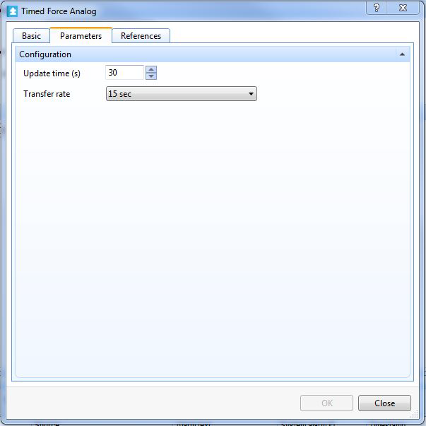 Timed Force Analog Object properties – parameters tab
