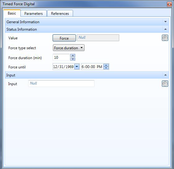 Timed Force Digital object properties – basic tab
