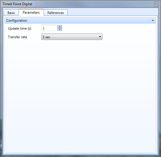 Timed Force Digital object properties – parameters tab
