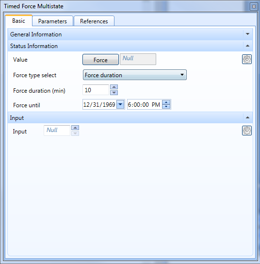 Timed Force Multistate object properties – basic tab
