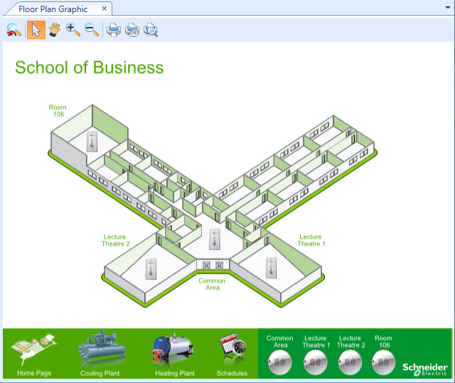 A Graphic with links and interactive components like gauges in WorkStation
