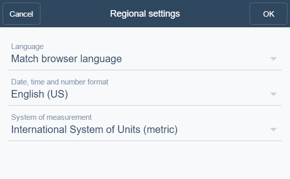 Change regional settings dialog box
