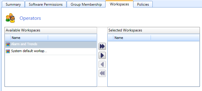 Workspaces tab
