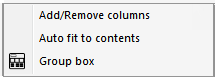 Column row context menu
