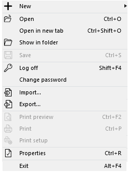 File menu
