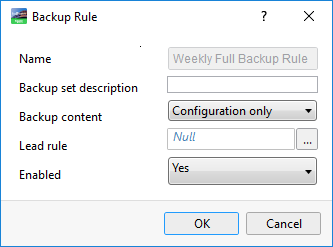 Backup Rule dialog box
