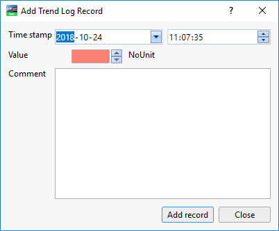 Add trend log record dialog box
