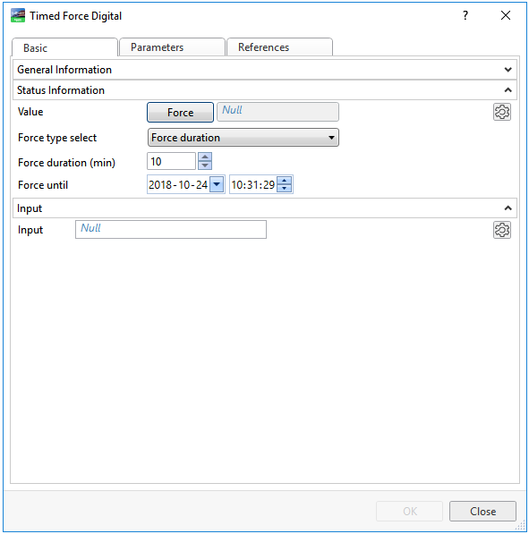 Timed Force Digital object properties – basic tab
