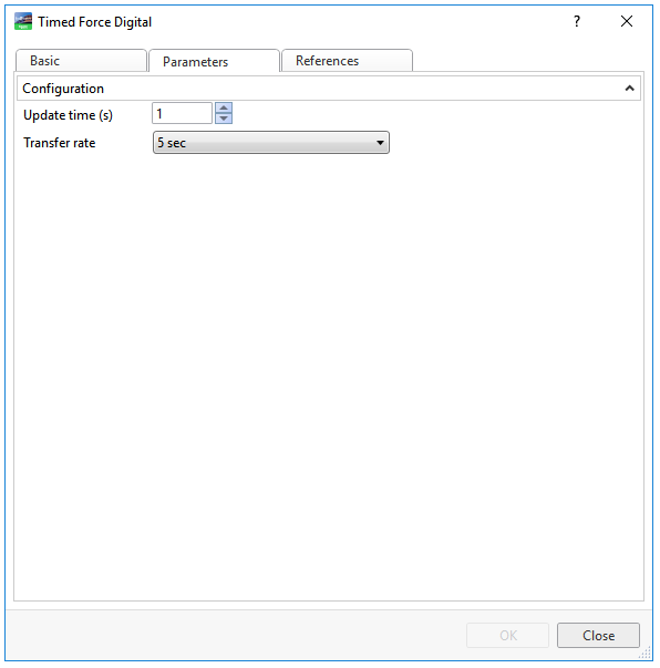 Timed Force Digital object properties – parameters tab
