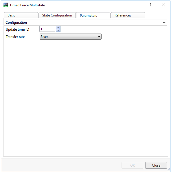 Timed Force Multistate object properties – parameters tab
