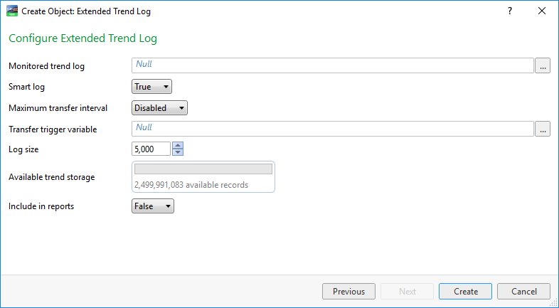 Configure Extended Trend Log page
