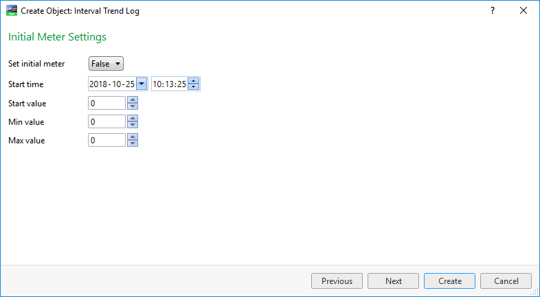 Initial Meter Settings page
