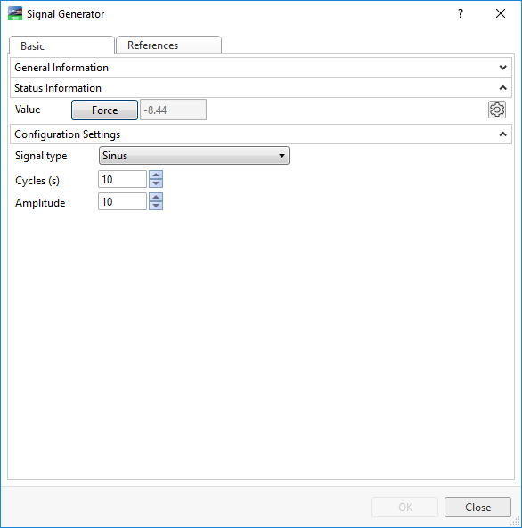 Signal generator dialog box 
