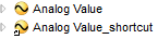 Example of a shortcut to an analog value 
