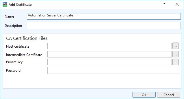 Add certificate dialog box
