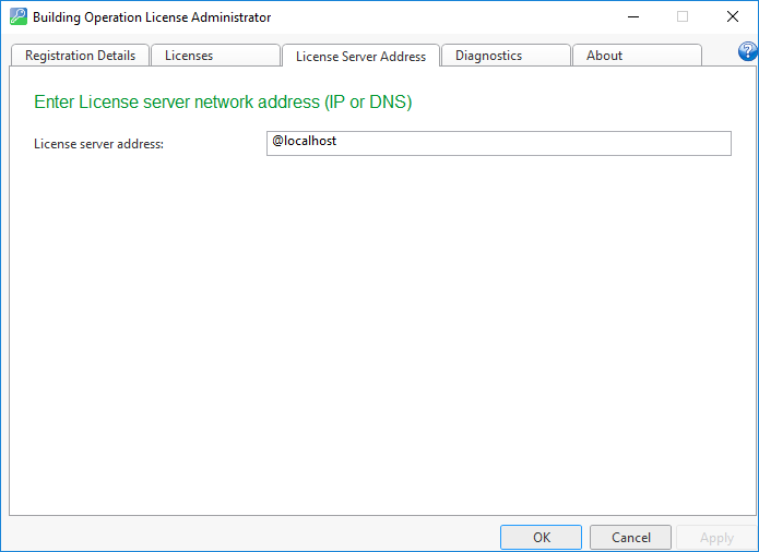 License Server address view
